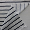 Gömlek veya giysi için baskılı esnek kumaş siyah beyaz çizgili desen gevşek örgü tek jersey kumaş